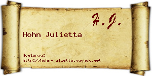 Hohn Julietta névjegykártya